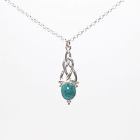 Silver Celtic Pendant set with Turquoise
