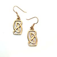 Vatersay Celtic Earrings in 9ct Gold - drop wires