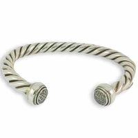 Sterling Silver 4-strand Torc Bangle with Celtic Finials