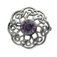Sterling Silver Celtic Brooch set with Amethyst - Duntulm