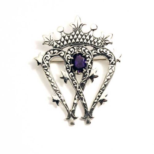 Silver luckenbooth brooch with amethyst