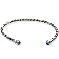 Silver Mini Torc Bangle set with Blue Topaz - Hebridean Jewellery