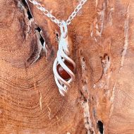 Silver Necklace with Drop Charm set with Carnelian