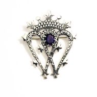 Holyrood Silver Luckenbooth Brooch set with Amethyst